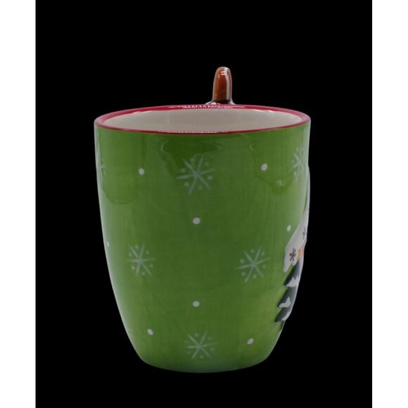 Graces Pantry Christmas Gingerbread Green Snowflake Red Handle Holiday Mug 12 oz - Picture 3 of 7